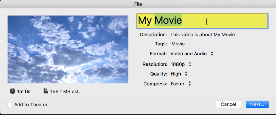 imovie 10.1.4 fails when exporting
